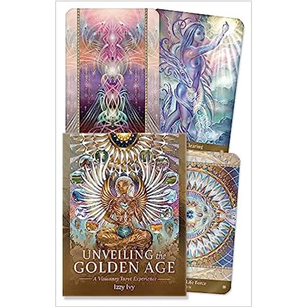 Traverse portals, glide down rainbows and feel the glory of your wings in this truly revelationary tarot and meditation deck. Intricate and intuitive, startling and reassuring, this 78-card offering was birthed from physical and multi-dimensional realms to ground and elevate the reader in a synergy of co-creative connection. Izzy Ivy's unique divinatory system offers insight, direction, healing practices and recalibration for yourself and others. There are also supports for leading group meditations and accessing collective wisdom and visions. However you connect with the hand-painted wonders and spirit-led guidance, your journey with the Golden Age will be natural, timely and deeply transformative. Beyond Lemuria Oracle Cards supported our transition to the New Earth, Unveiling the Golden Age revels in all that is on the other side.. Böcker.
