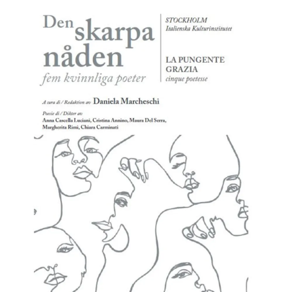 Anna Cascella Luciani, Cristina Annino, Maura Del Serra, Margherita Rima och Chiara Carminati uttrycker genom deras dikter ett existeltiellt, subjektiv sökande som glider fram ur en specifik kvinnlig känsla, samtidigt som de använder poesin som medel för att övervinna den biografiska, tillfälliga aspekten genom att omvandla den, var och en med sin egen röst, till skrivandets fysiska och samtidigt spirituella dimention.    Format Danskt band   Omfång 333 sidor   Språk Svenska   Förlag Italienska Kulturinstitutet   Utgivningsdatum 2022-11-21   Medverkande Daniela Marcheschi   Medverkande Anna Cascella Luciani   Medverkande Cristina Annino   Medverkande Maura Del Serra   Medverkande Margherita Rimi   Medverkande Chiara Carminati   Medverkande Julian Birbrajer   ISBN 9789152706220  . Böcker.