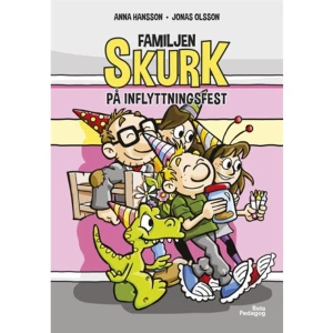 Familjen Skurk på inflyttningsfest (inbunden) - Familjen Skurk är bjudna på inflyttningsfest till sina nya grannar. De tycker att det ska bli jätteroligt att hjälpa till att inreda, för det är väl det man gör på inflyttningsfester även på jorden? De tar med sig presenter, förstås, som husdjur i en glasburk. Det måste väl grannarna uppskatta?  Om bokserien: Familjen Skurk har flyttat till jorden från en annan planet, och de gör sitt bästa för att smälta in bland människorna. Det går ganska bra, men det är inte alltid så enkelt att ta efter alla konstiga vanor som jordlingarna har. Böckerna är lättlästa (lix 19-20) och passar barn i åldern 6-9 år.  Anna Hansson är utbildad lärare och skriver böcker som hon själv hade velat läsa som barn. Spännande, fantasifulla och roliga.  Jonas Olsson är serietecknare och barnboksillustratör. Hans bilder är välgjorda, färgglada och humoristiska.  Provläs boken på www.betapedagog.se.    Format Inbunden   Omfång 30 sidor   Språk Svenska   Förlag Beta Pedagog AB   Utgivningsdatum 2019-01-21   Medverkande Jonas Olsson   ISBN 9789188009869  
