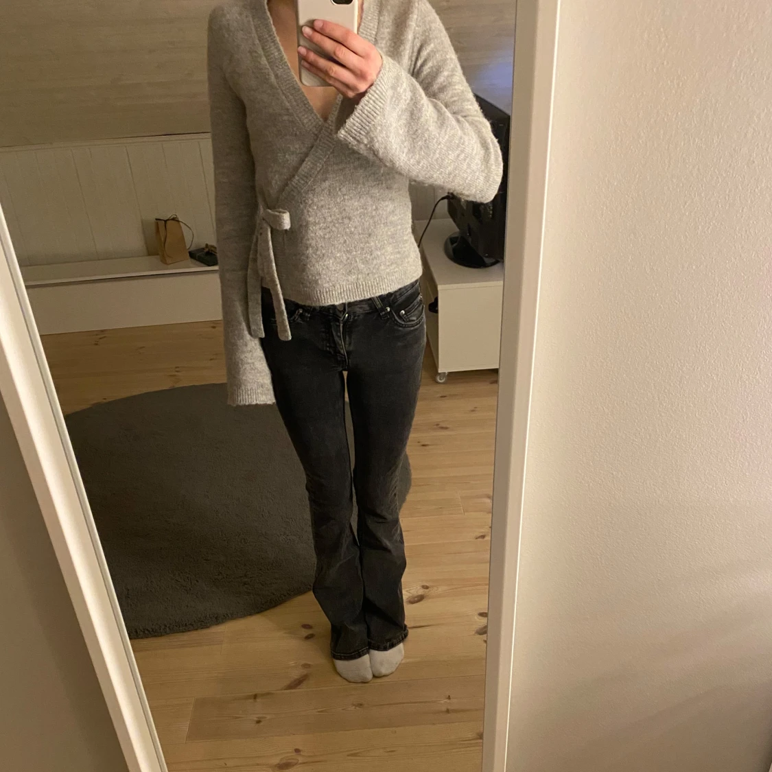 Grå omlottkofta från Gina Tricot