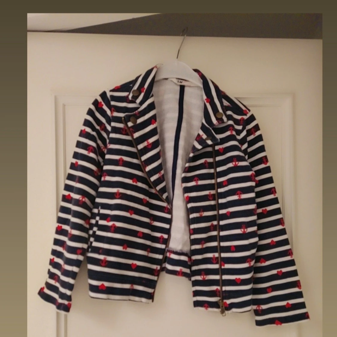 Randig jacka med hjärtan till flickor, storlek 8 år - 1