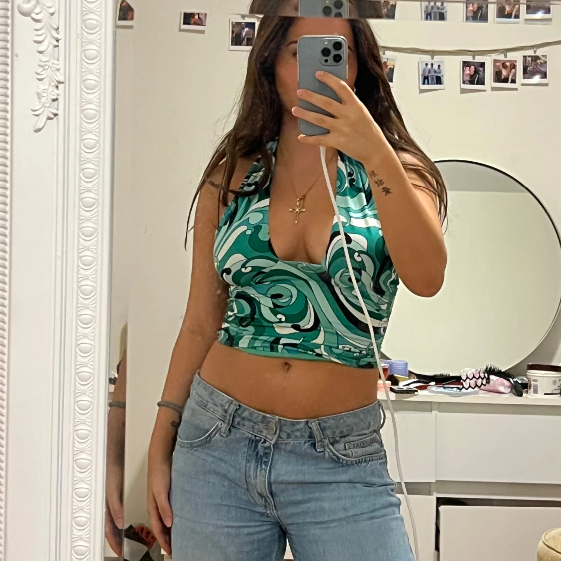 Grön mönstrad topp från Bik Bok - 1