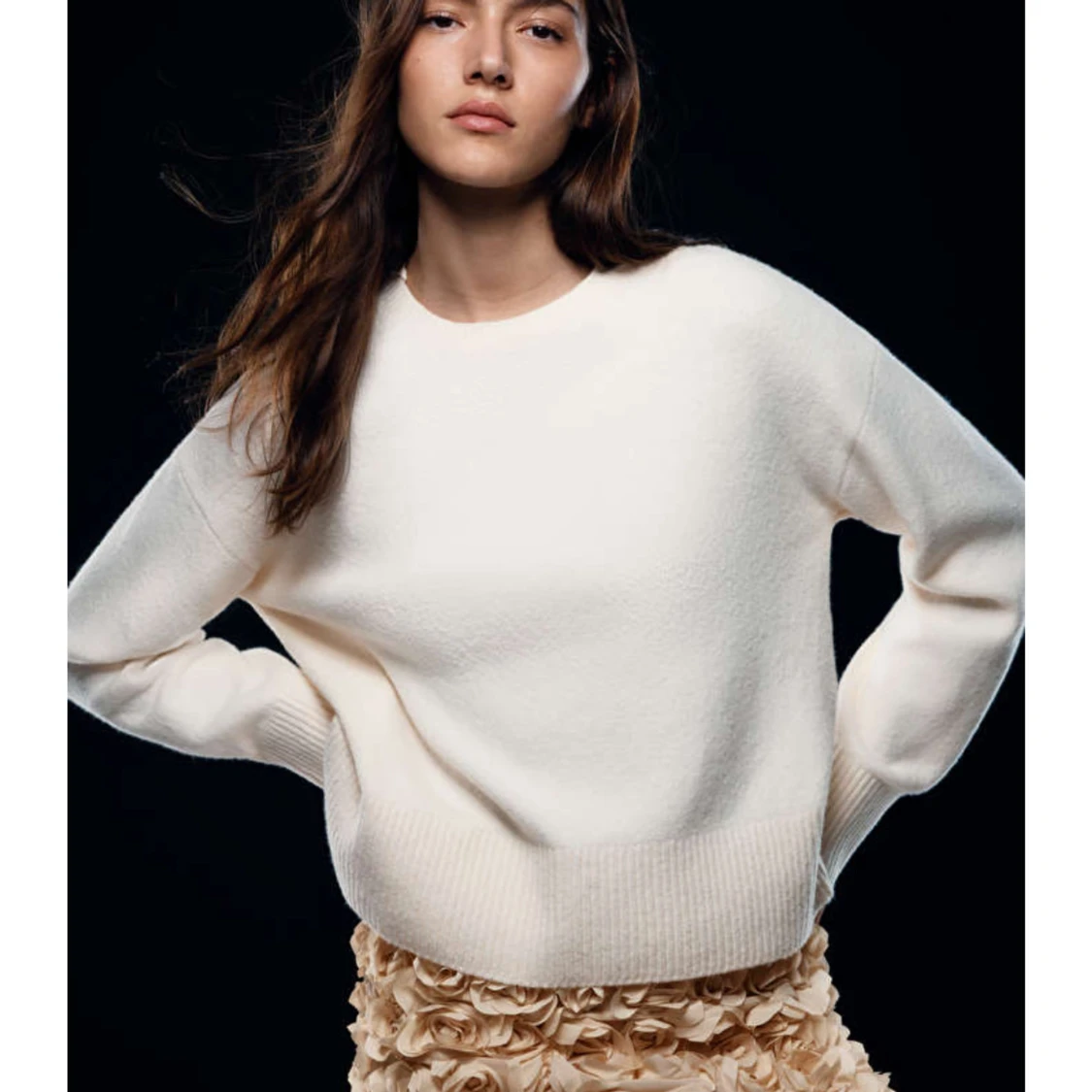 Vit stickad tröja - 90