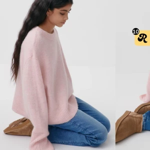 Oversized stickad tröja från Gina Tricot - Mysig ljusrosa stickad tröja från Gina Tricot. Tröjan har en rund halsringning och långa ärmar med ribbade muddar. Perfekt för kyliga dagar.