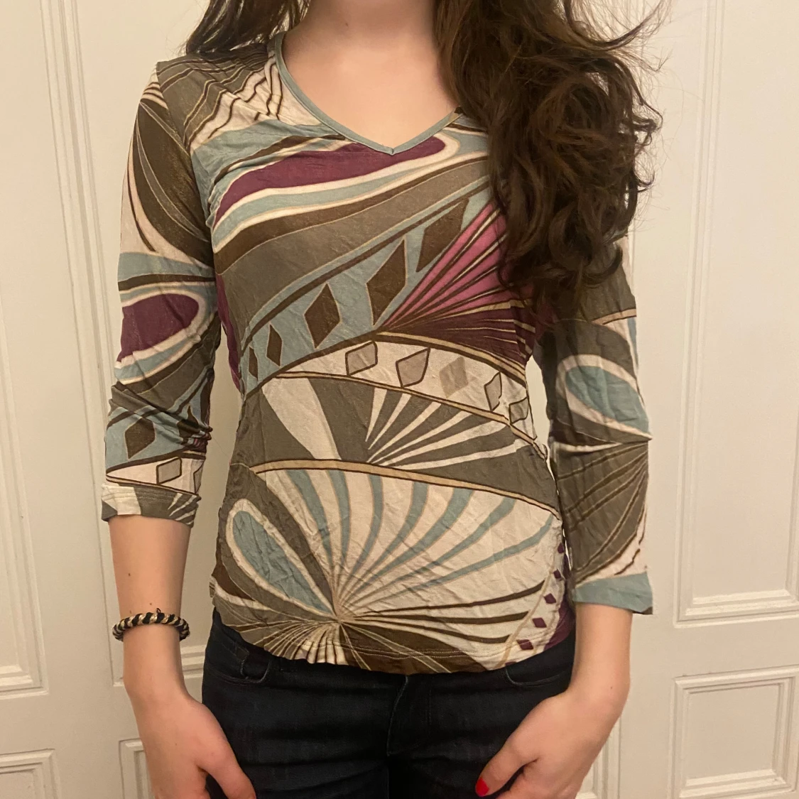 Mönstrad topp med trekvartsärm - 90