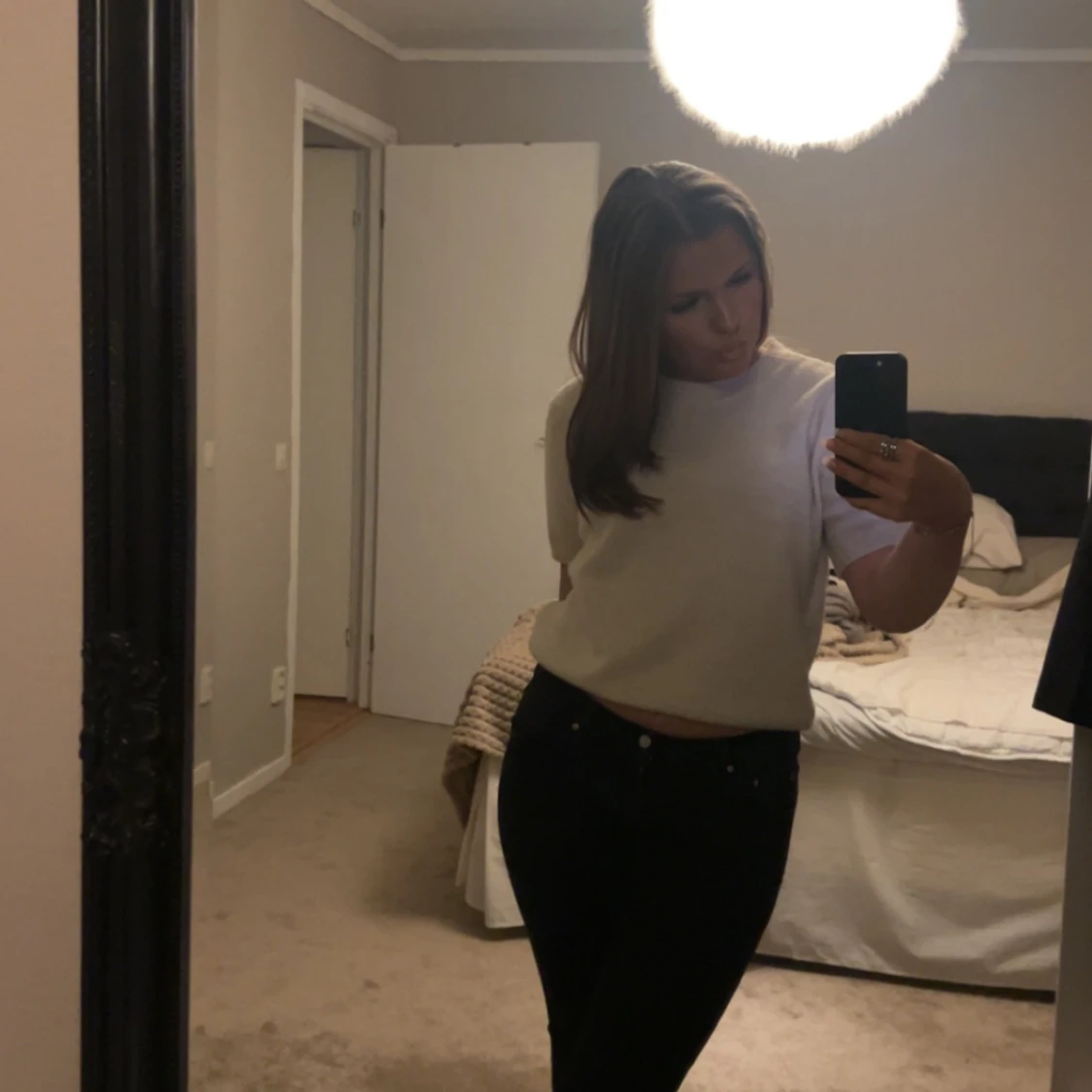 kortärmad stickad tröja  - 90