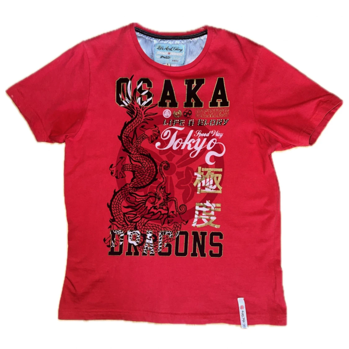 Cool Drain Graphic Rhinestone Röd Y2k Tshirt