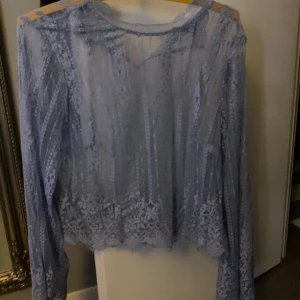 Blå spetsblus från Diveded H&M - Säljer en superfin genomskinlig blå spetsblus från H&M med dragkedja vid nacken, säljs pga av ingen användning 