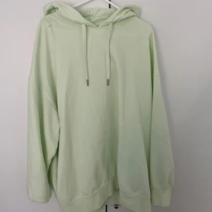 Ljusgrön hoodie - Säljer en ljusgrön hoodie med en avslappnad passform. Den har en klassisk huva med dragsko och långa ärmar. Perfekt för en bekväm och stilren look.