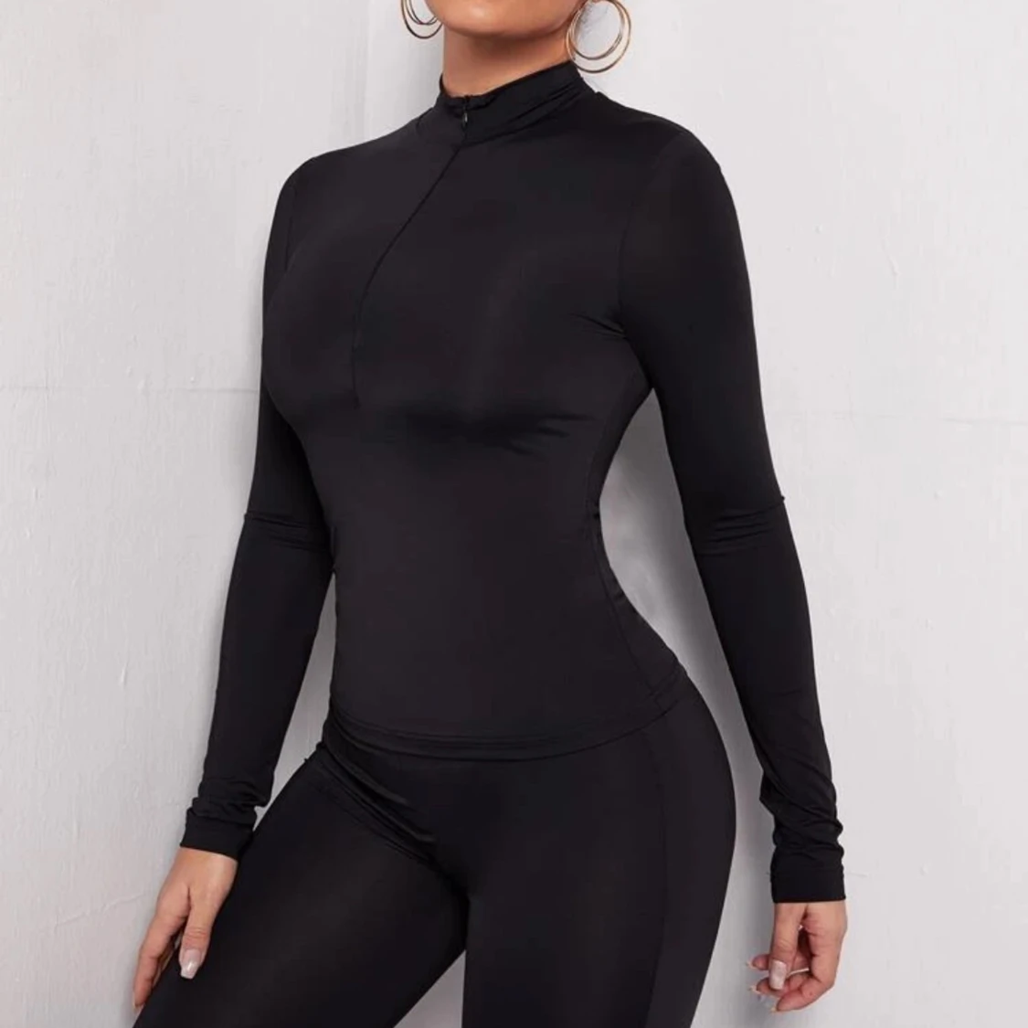 SXY Zip Half Placket Fitted Tee - 93