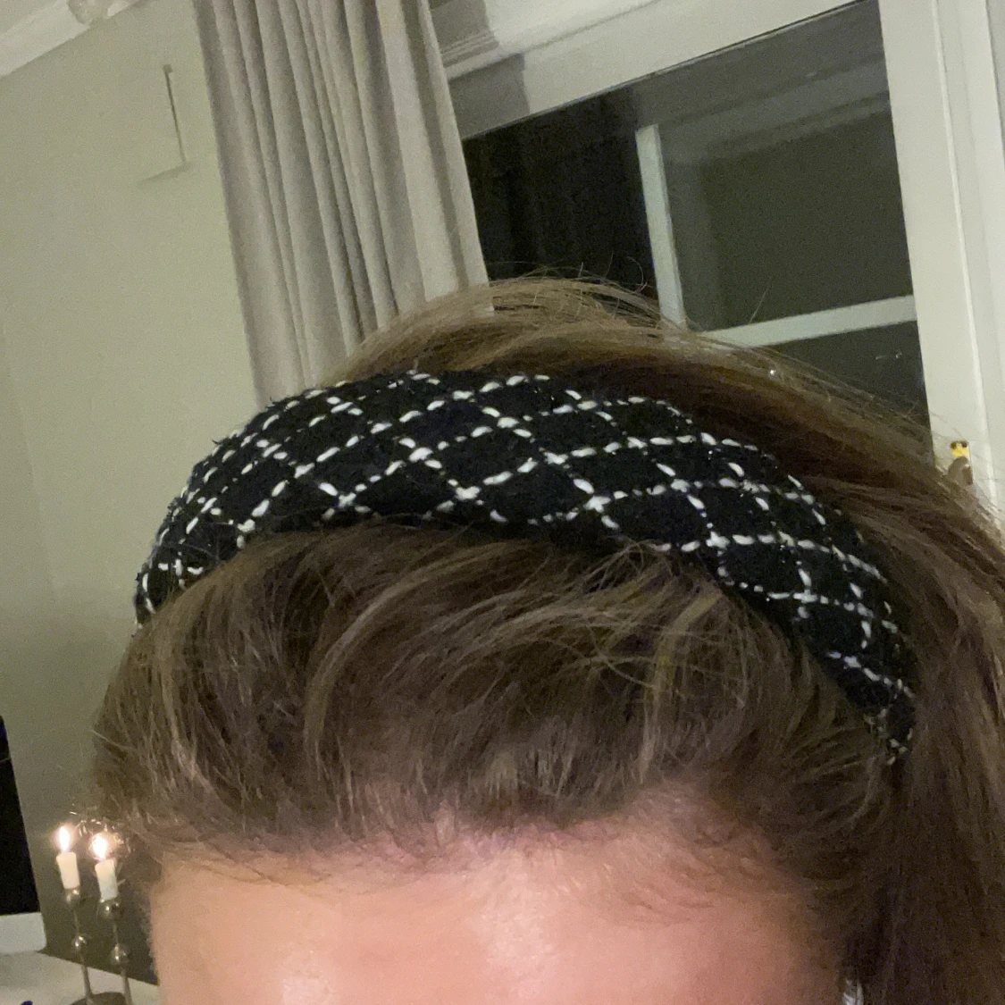 Svart och vit rutig diadem - 90