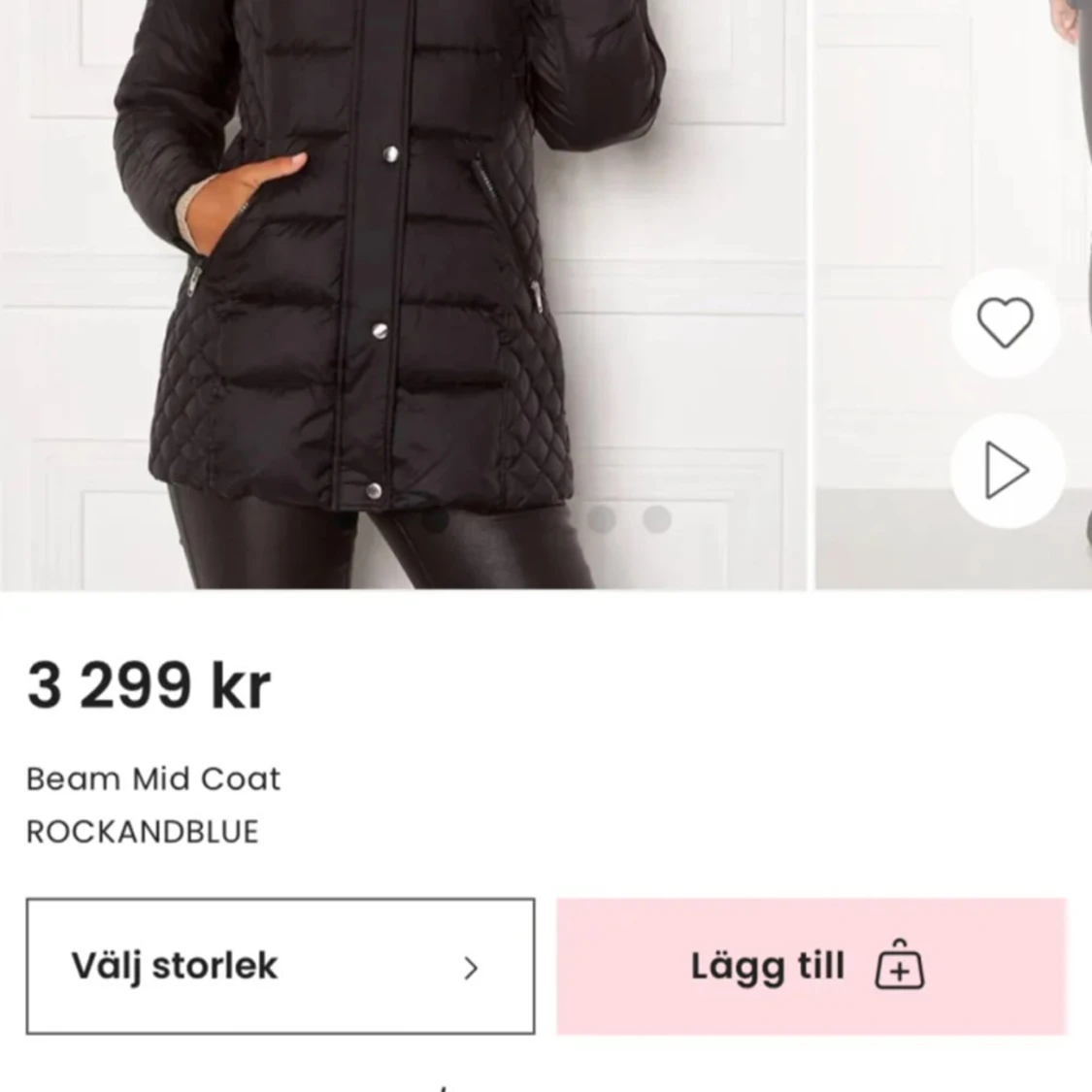 Svart dunjacka med päls från Rockandblue - 93