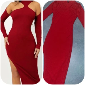 Röd klänning med slit  - Röd klänning med slit i stretchigt material i storlek XS. Använd endast en gång. Passar bra till festligare tillfällen som jul eller nyår.   