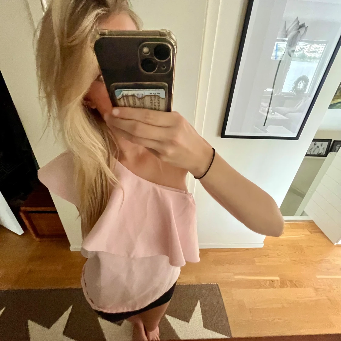 Ljusrosa off-shoulder topp - 91