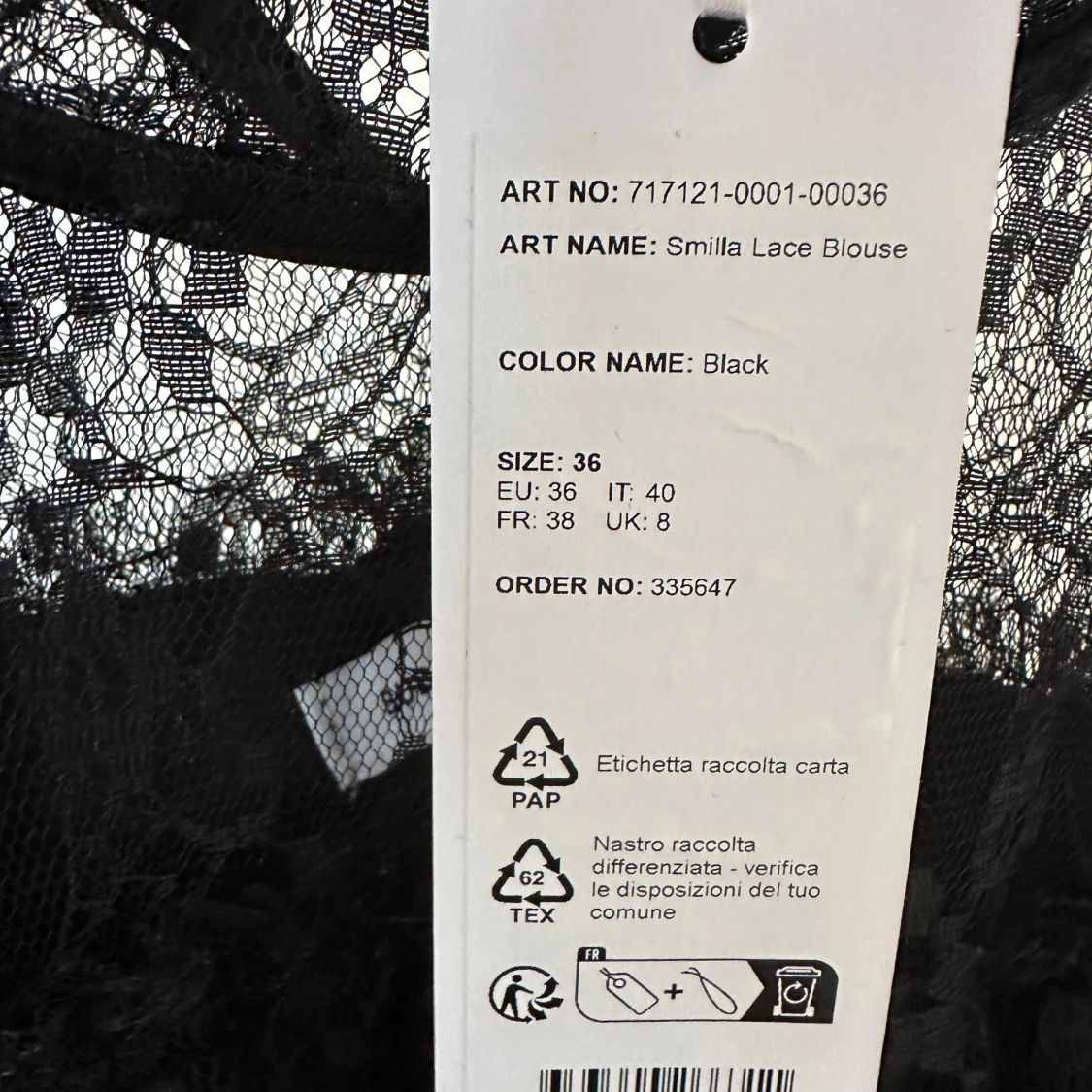 Svart spets blus - 90