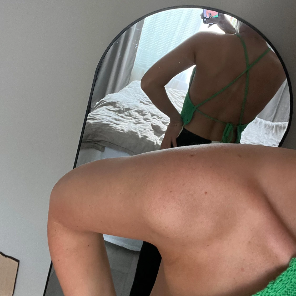 Grön ribbad halterneck topp - 90