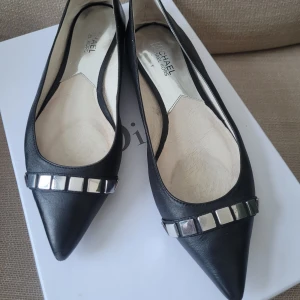 Svarta ballerinaskor från Michael Kors - Eleganta svarta ballerinaskor från Michael Kors med spetsig tå och dekorativa silverdetaljer. Perfekta för en stilren look. Använda ca 5 gånger så är I superbra skick!
