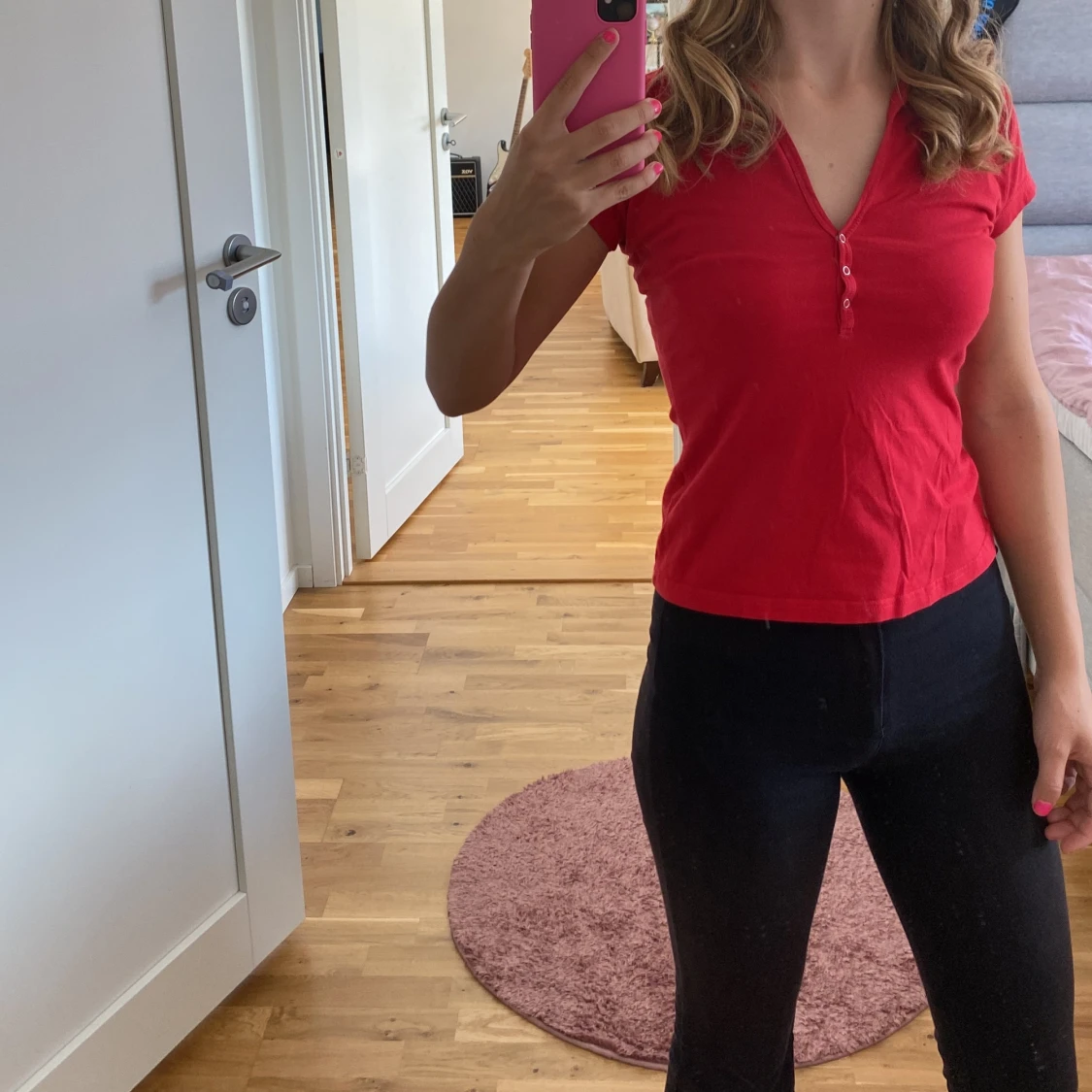 Röd kortärmad topp