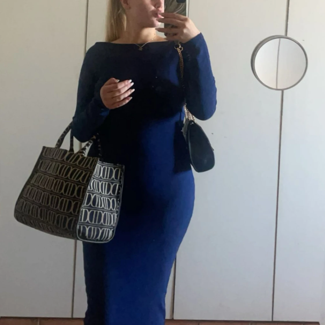 Blå lång klänning  - 90