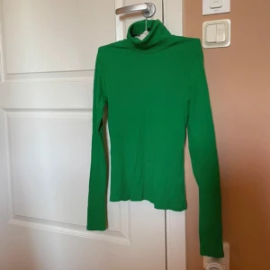 Grön polotröja - Säljer en snygg grön polotröja i ett mjukt och bekvämt material. Perfekt för kyligare dagar med sin långa ärmar och stilrena design. Passar både till vardags och lite finare tillfällen. 🌿