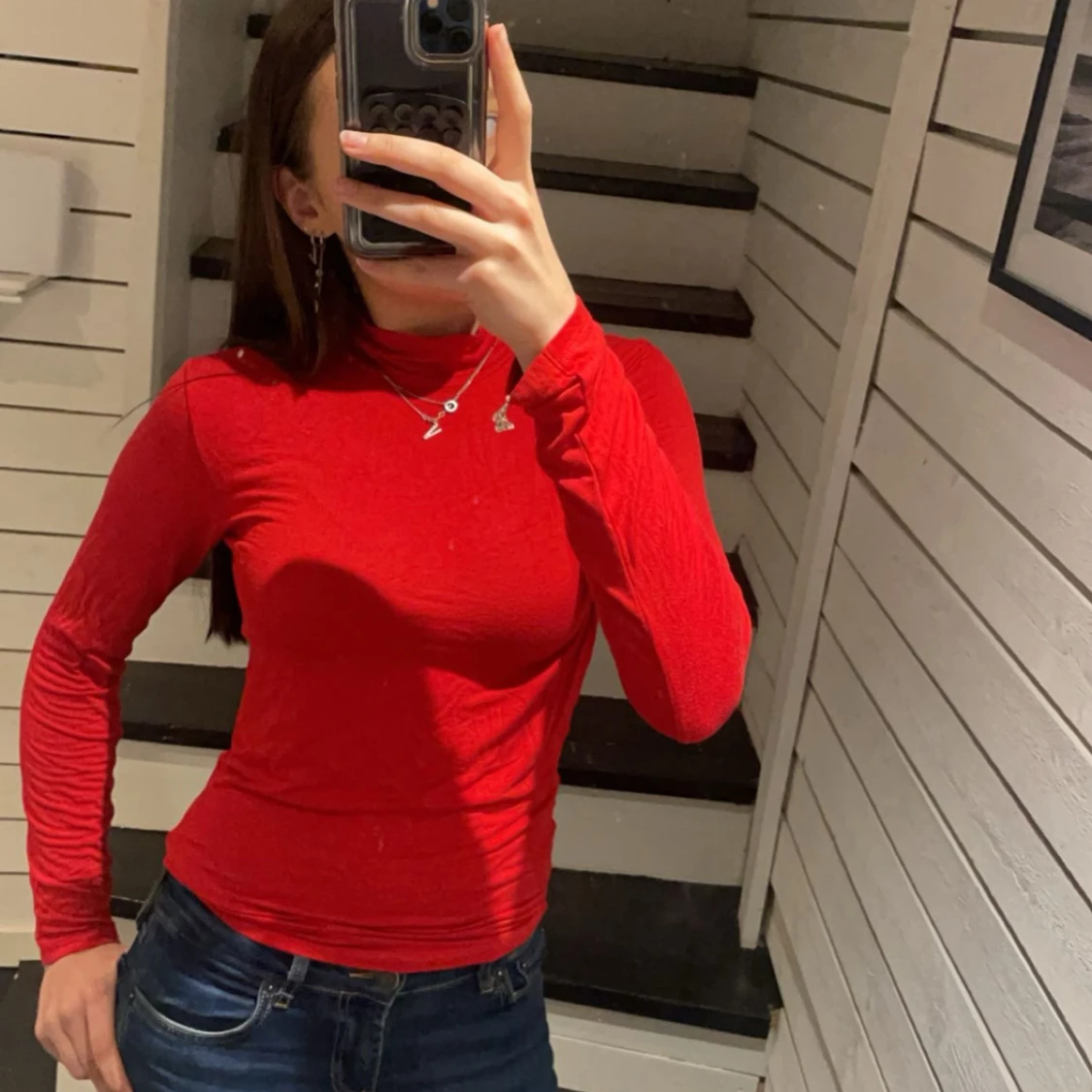 Röd långärmad topp från Gina Tricot