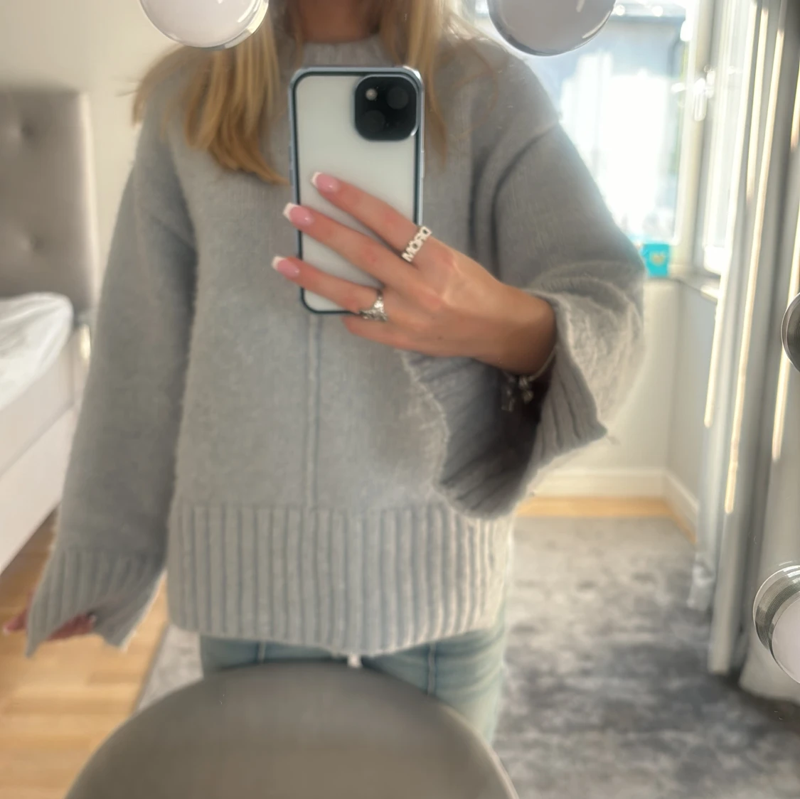 Grå stickad tröja - 91