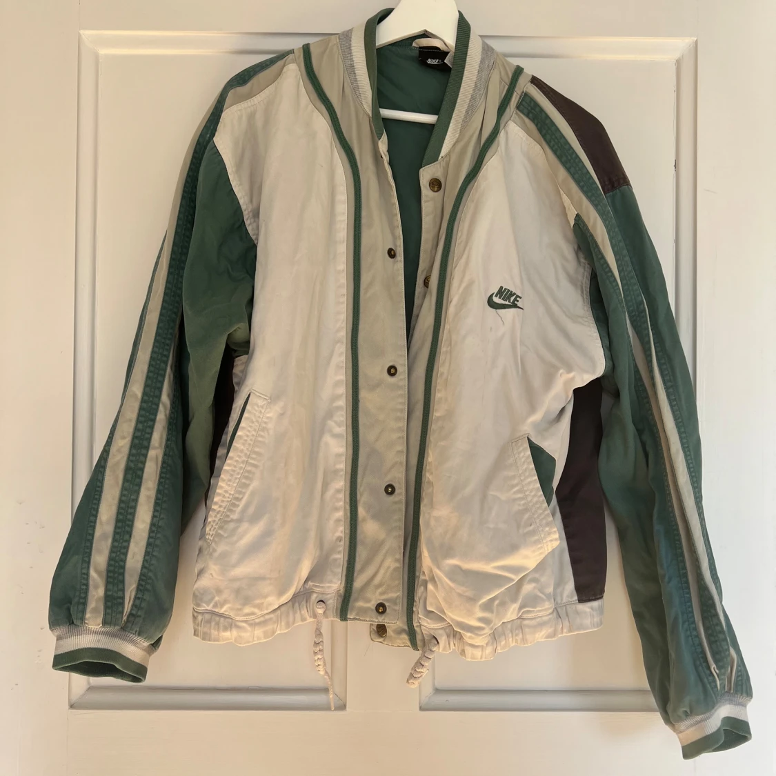 Vintage Nike Basebolljacka grön/svart/beige - 90