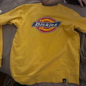 Gul sweatshirt från Dickies - Säljer en gul sweatshirt från Dickies med deras ikoniska logga på bröstet. Tröjan har långa ärmar och en klassisk passform. Perfekt för en avslappnad stil.