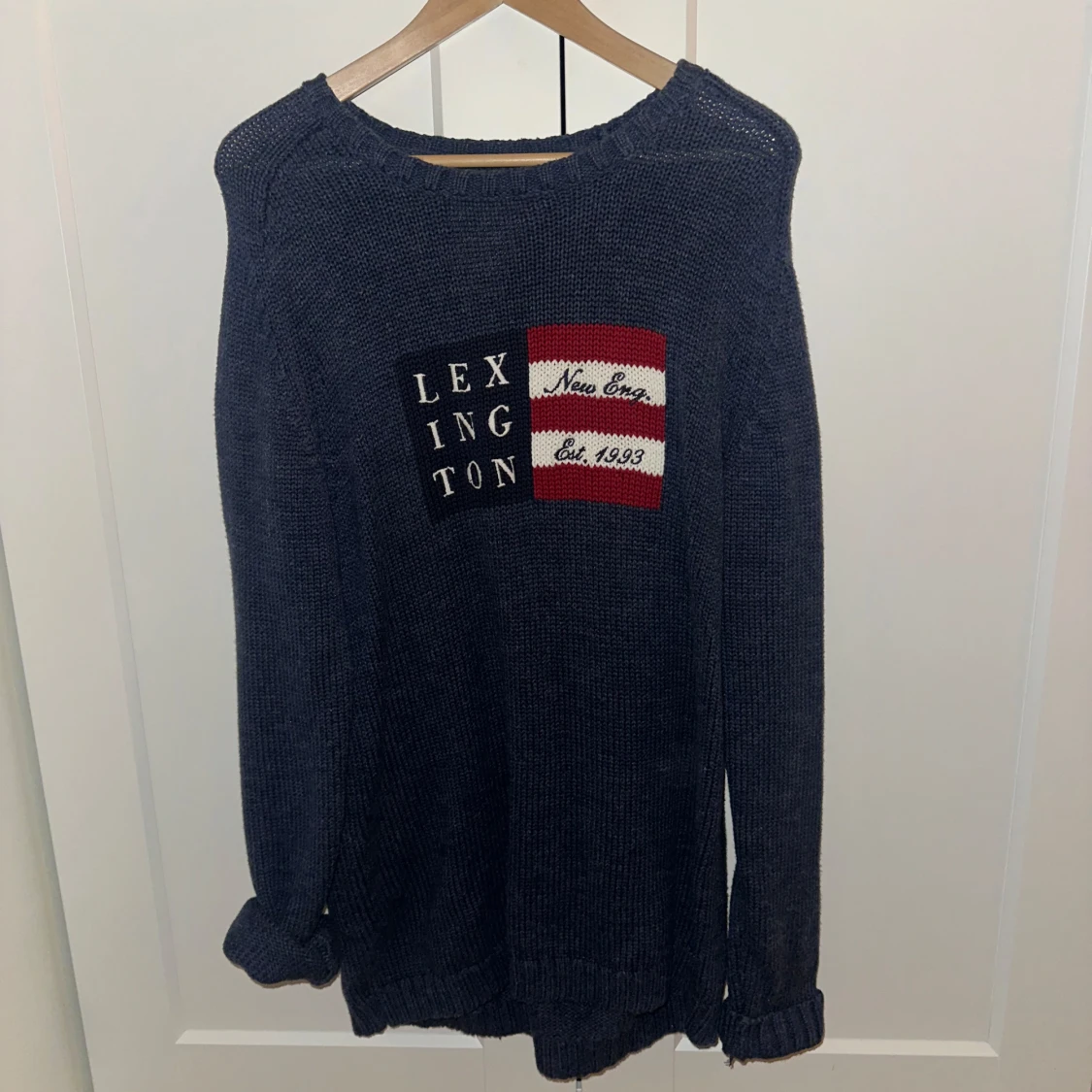 Vintage blå stickad tröja/klänning från Lexington