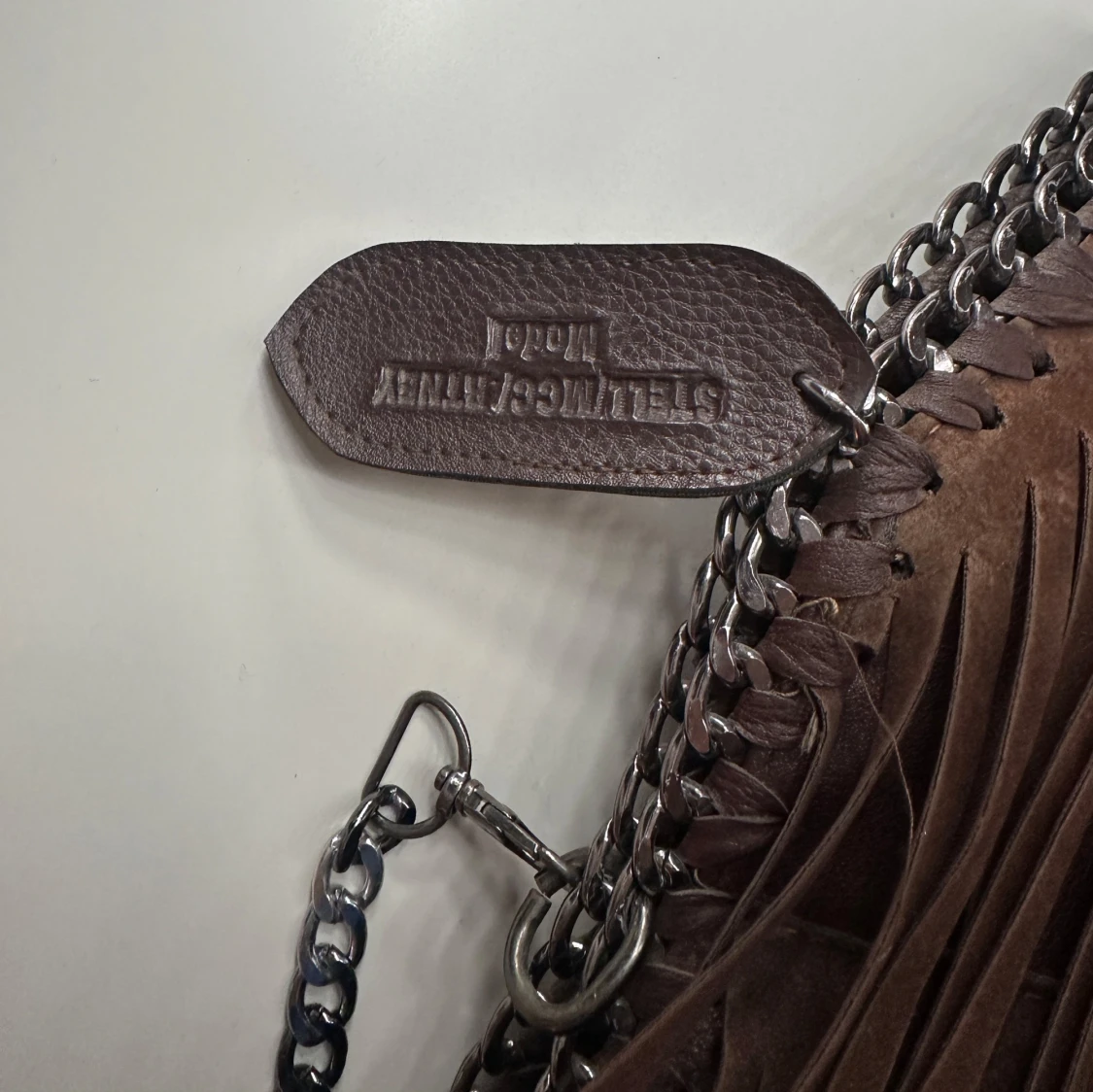 Brun axelväska med fransar kedjeväska - 2