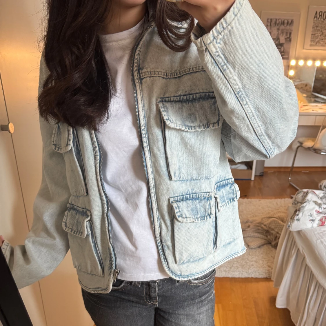 Ljusblå jeansjacka - 90