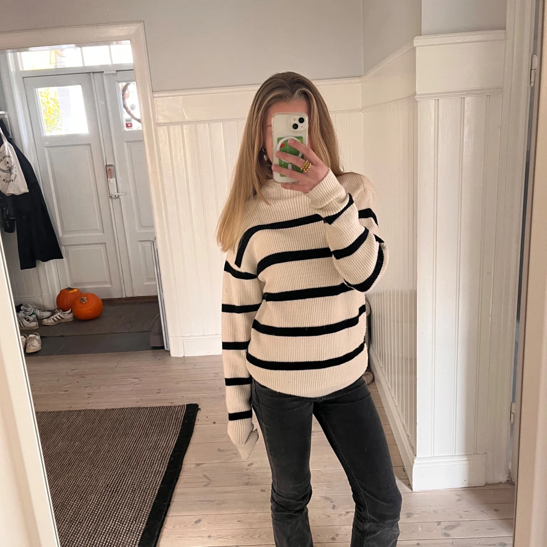 Randig söt stickad tröja - 92