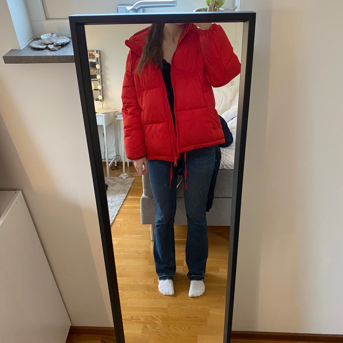 Röd pufferjacka - 90