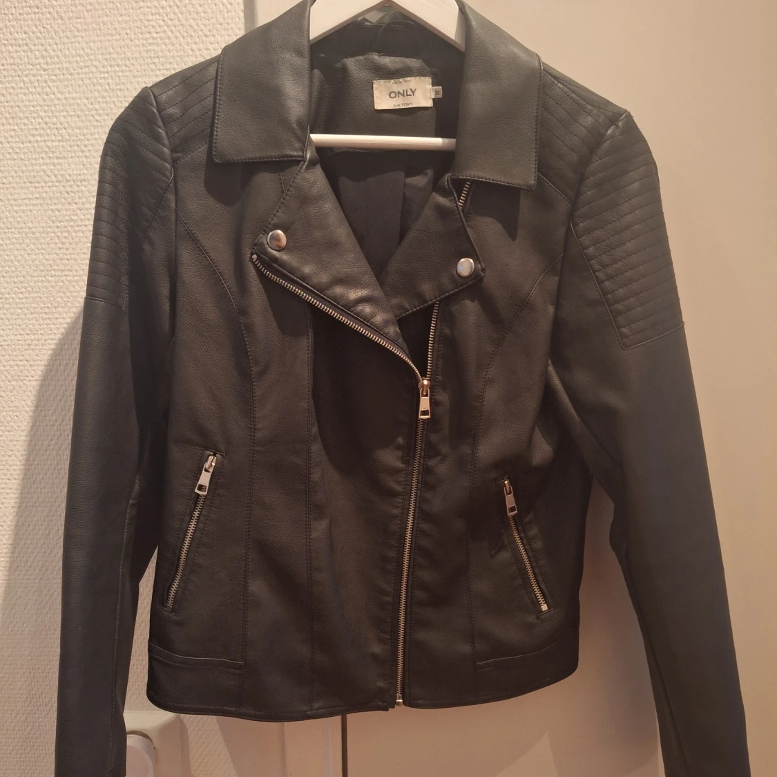 Faux-läder bikerjacka