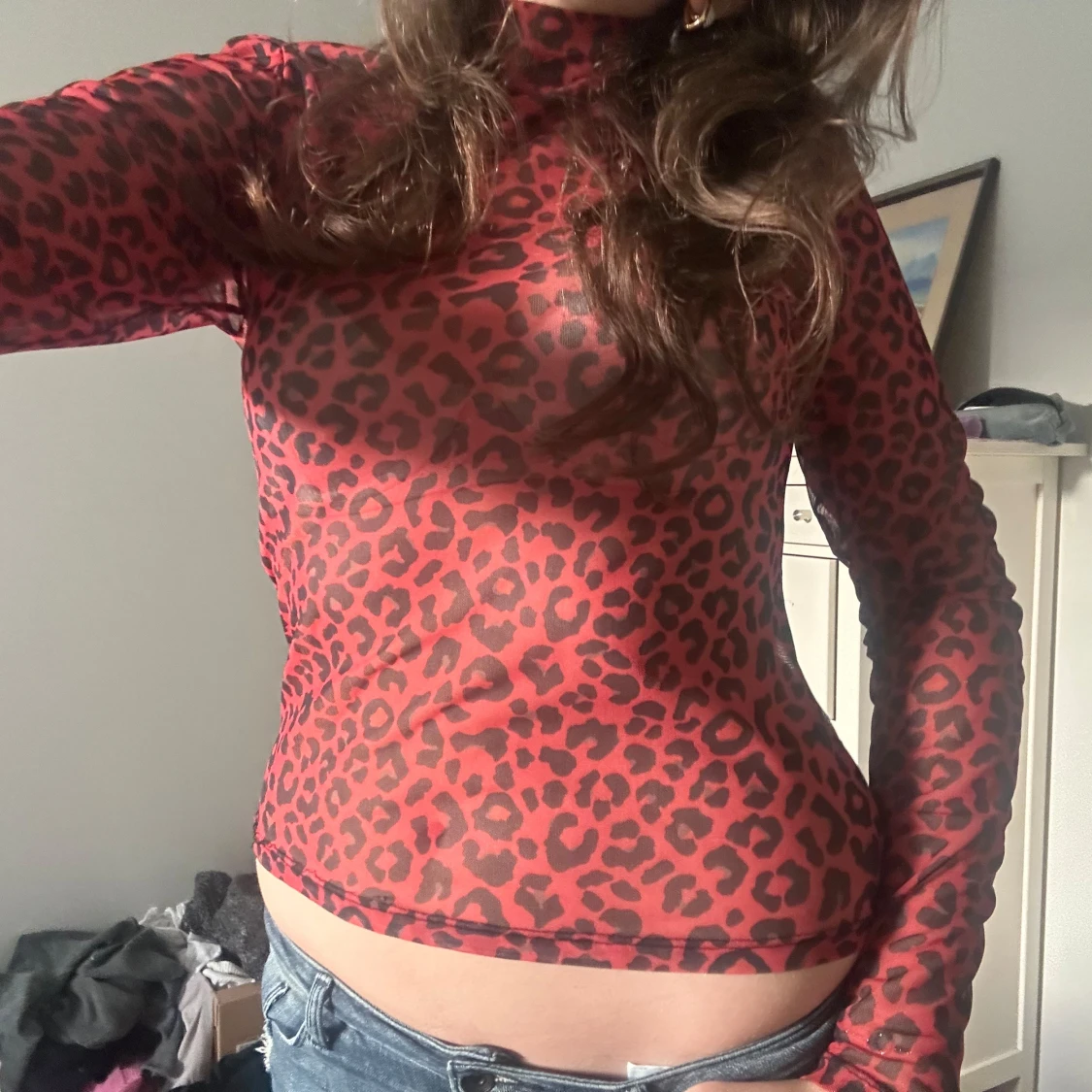 Röd leopard mesh top  - 91
