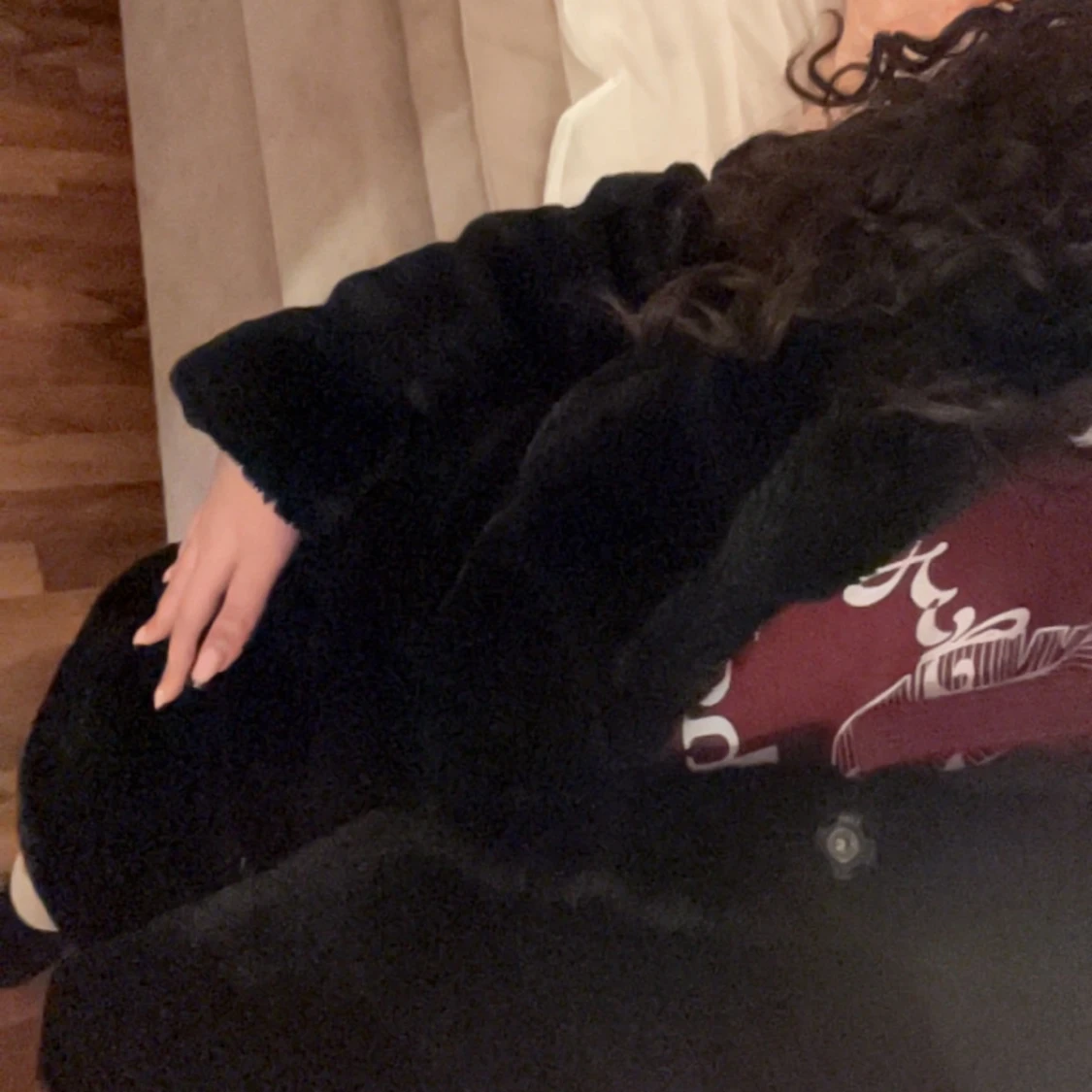 Svart pälsjacka - 90