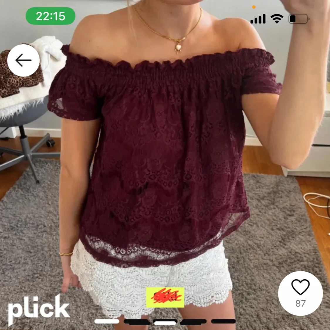 Jättefin vinröd blus - 90