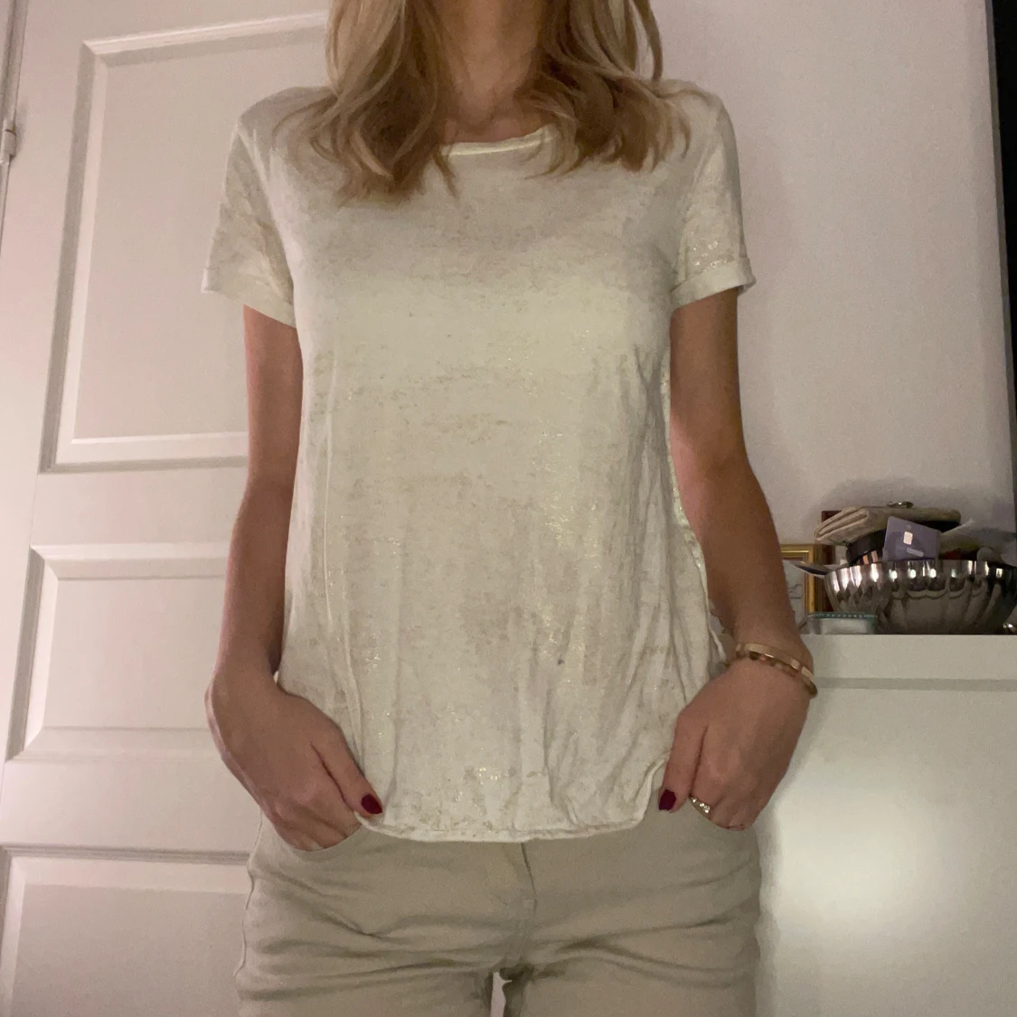 Glittrig vit t-shirt