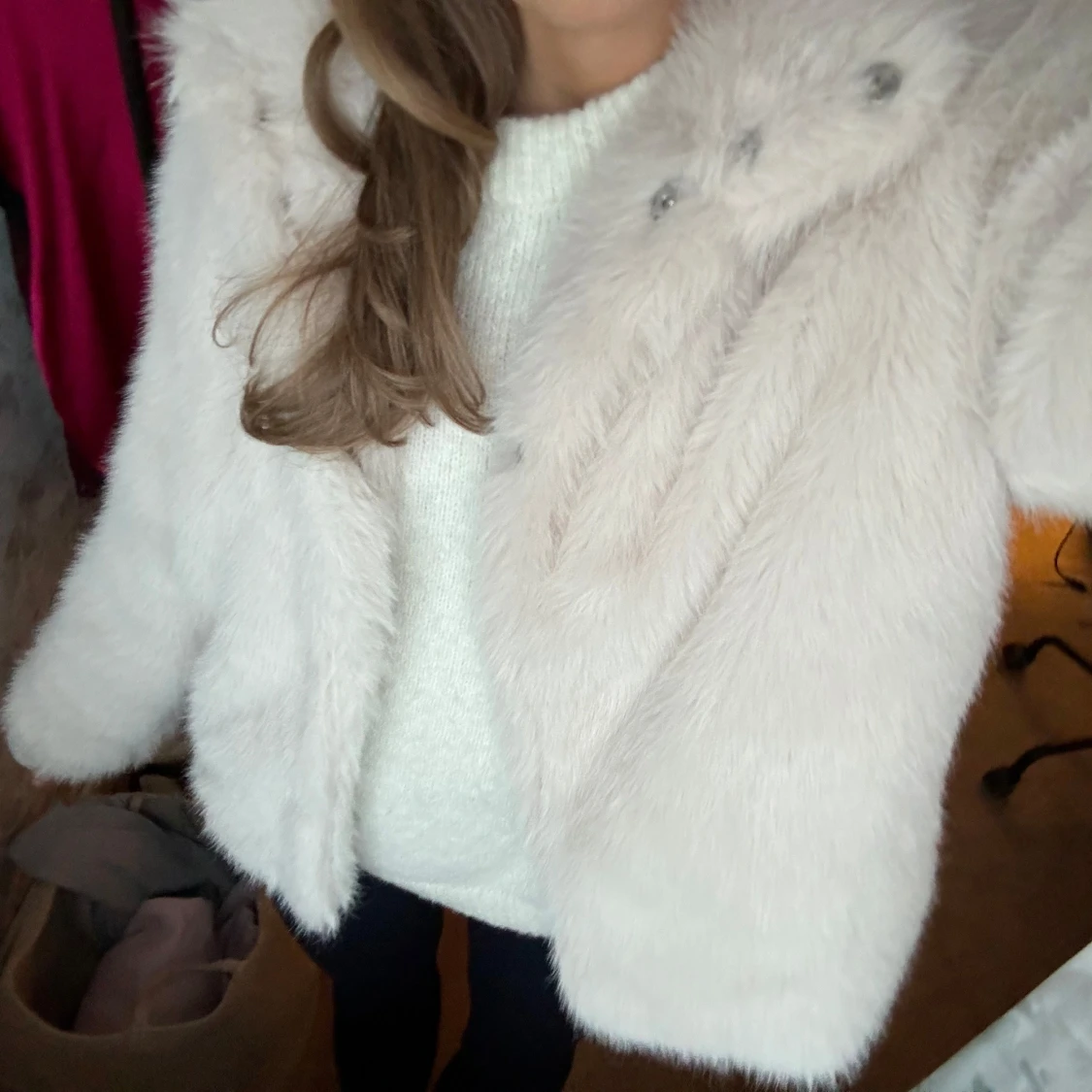 Vit pälsjacka från Vero Moda