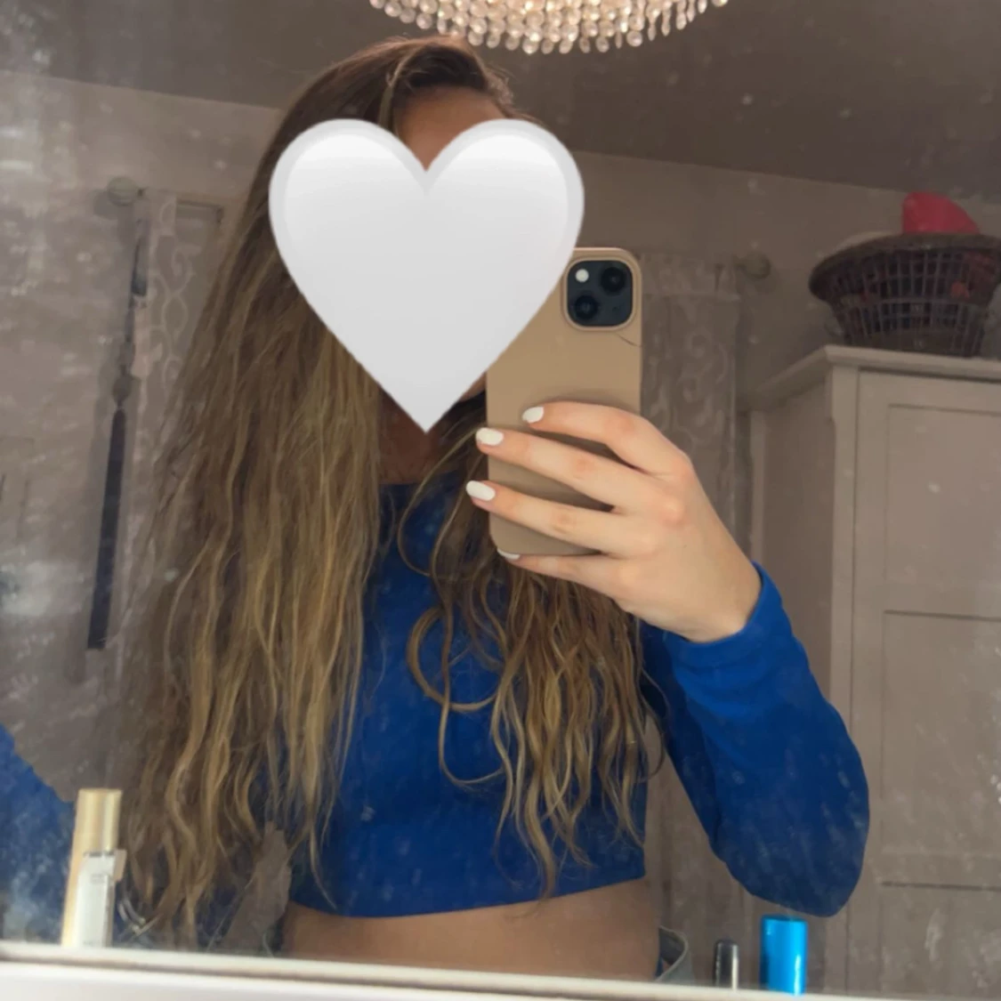 Blå croppad långärmad topp - 4