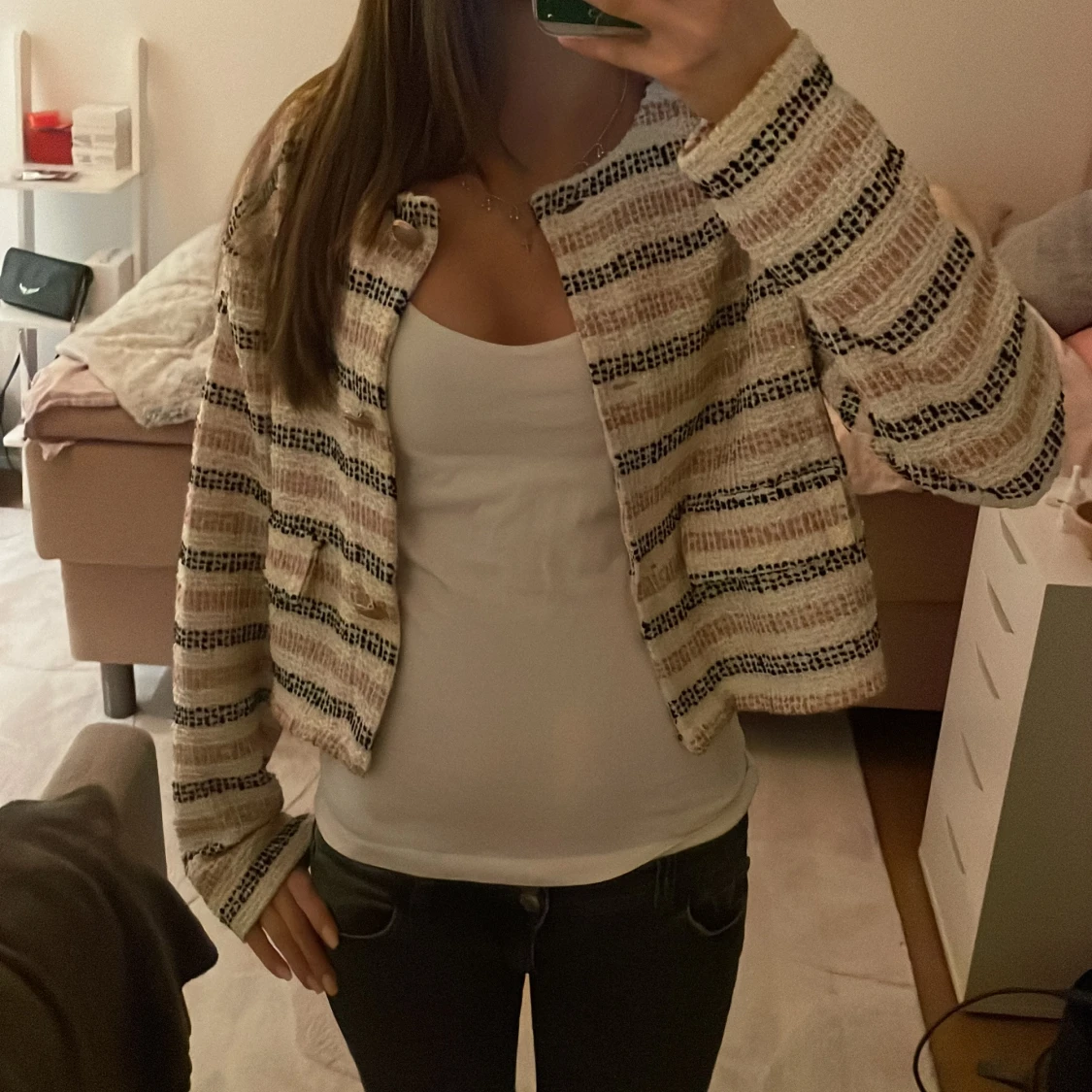 Randig cardigan kofta med knappar