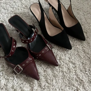 Sjukt fina klackar - Köpta från shein för ca 250kr styck, därav priset (120 för ett par, 200kr för båda) . Knappt använda och superbra skick 🔥💞Röda klackarna storlek 40( passar 39), svarta storlek 39. 