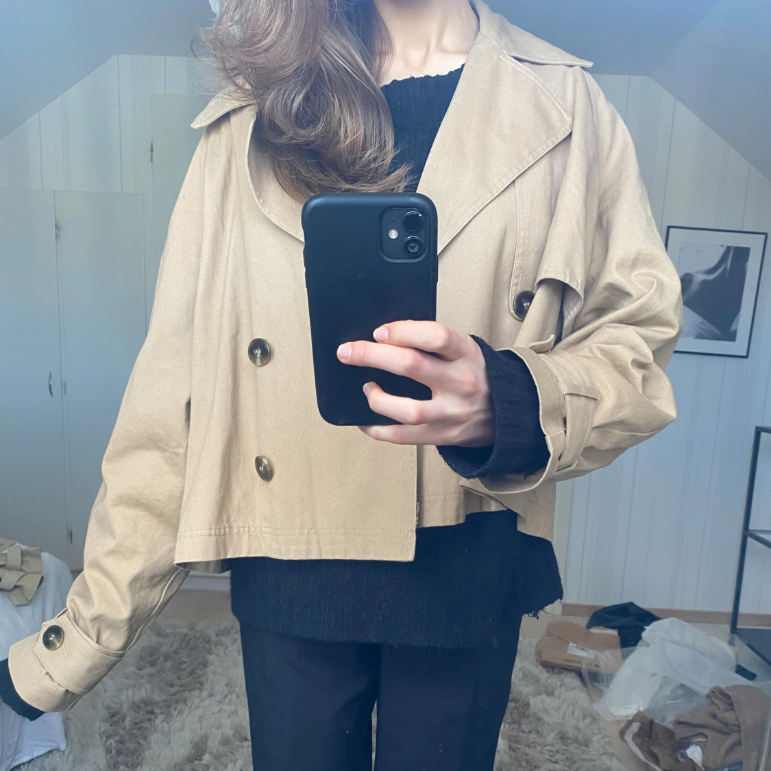 Beige kort trenchcoat Gina Tricot  - 1