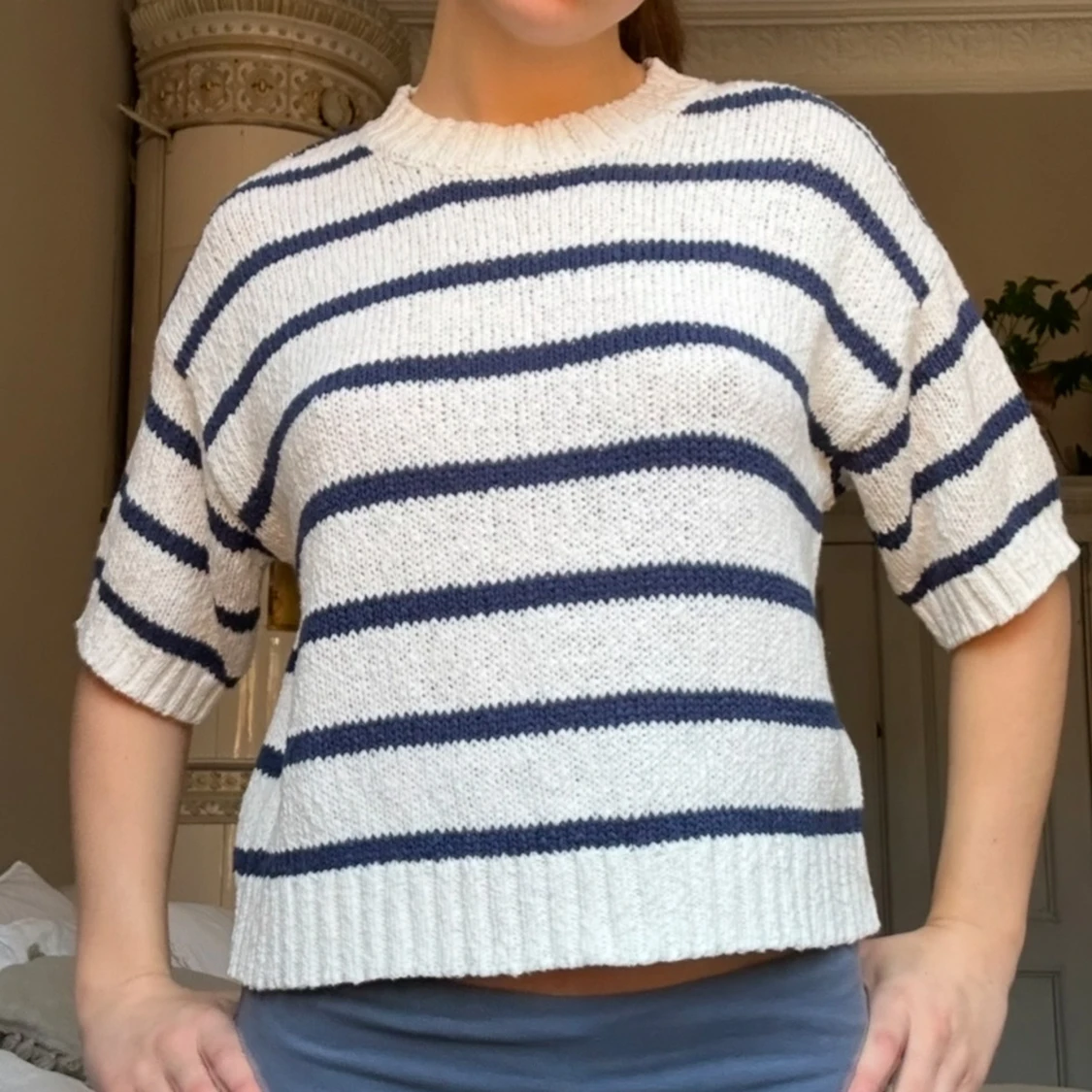 Randig stickad tröja💞