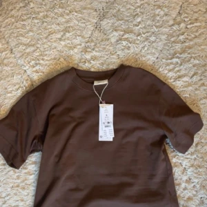 Brun croppad t-shirt - Säljer en enkel brun croppad t-shirt med rund halsringning och korta ärmar. Perfekt basplagg som är lätt att matcha med olika outfits.