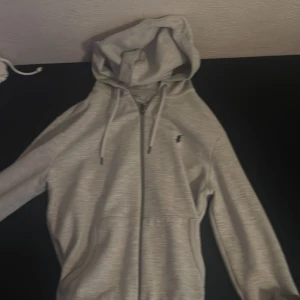Grå hoodie från Polo Ralph Lauren - Snygg ljusgrå hoodie från Polo Ralph Lauren med dragkedja och huva med snörning. Klassisk logga broderad på bröstet. Tillverkad i mjuk bomullsmix, perfekt för chill dagar. Långärmad och med praktiska fickor framtill.
