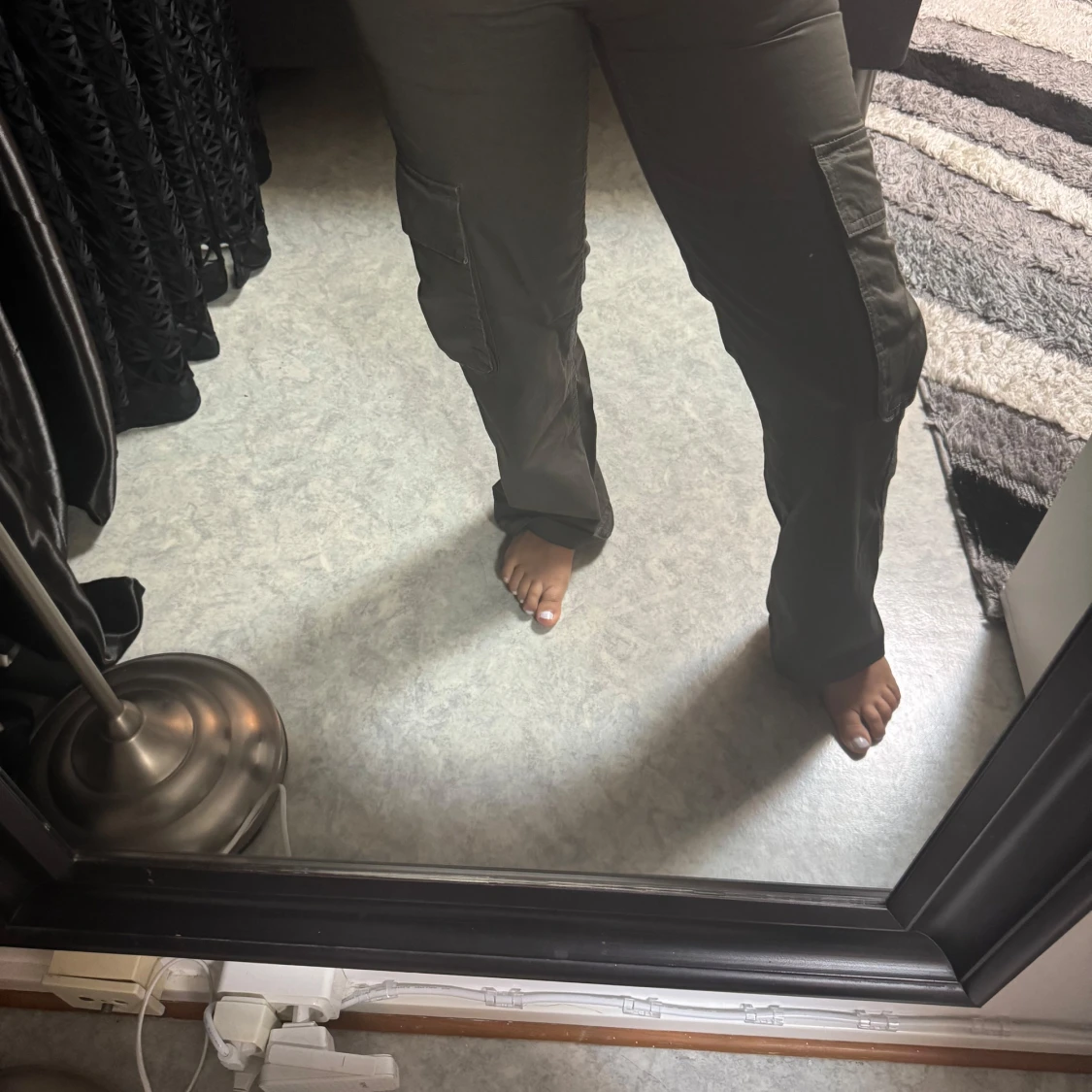 Olivgröna cargopants med raka ben