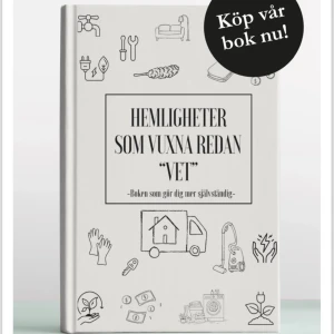 Hemligheter som vuxna redan 'vet' - En bok som hjälper unga att bli mer självständiga när de flyttar hemifrån. Innehåller tips om boendeformer, ekonomi, allrum, kök, tvättstuga, städning, hållbarhet och viktiga nummer. Perfekt för dig som vill veta mer om livet utanför föräldrahemmet. Består av cirka 100 sidor.  Hårtbunden bok som även är stilren och passar perfekt in i hemmet. Vill du höra mer? Tveka inte på att höra av dig! 🤩📚