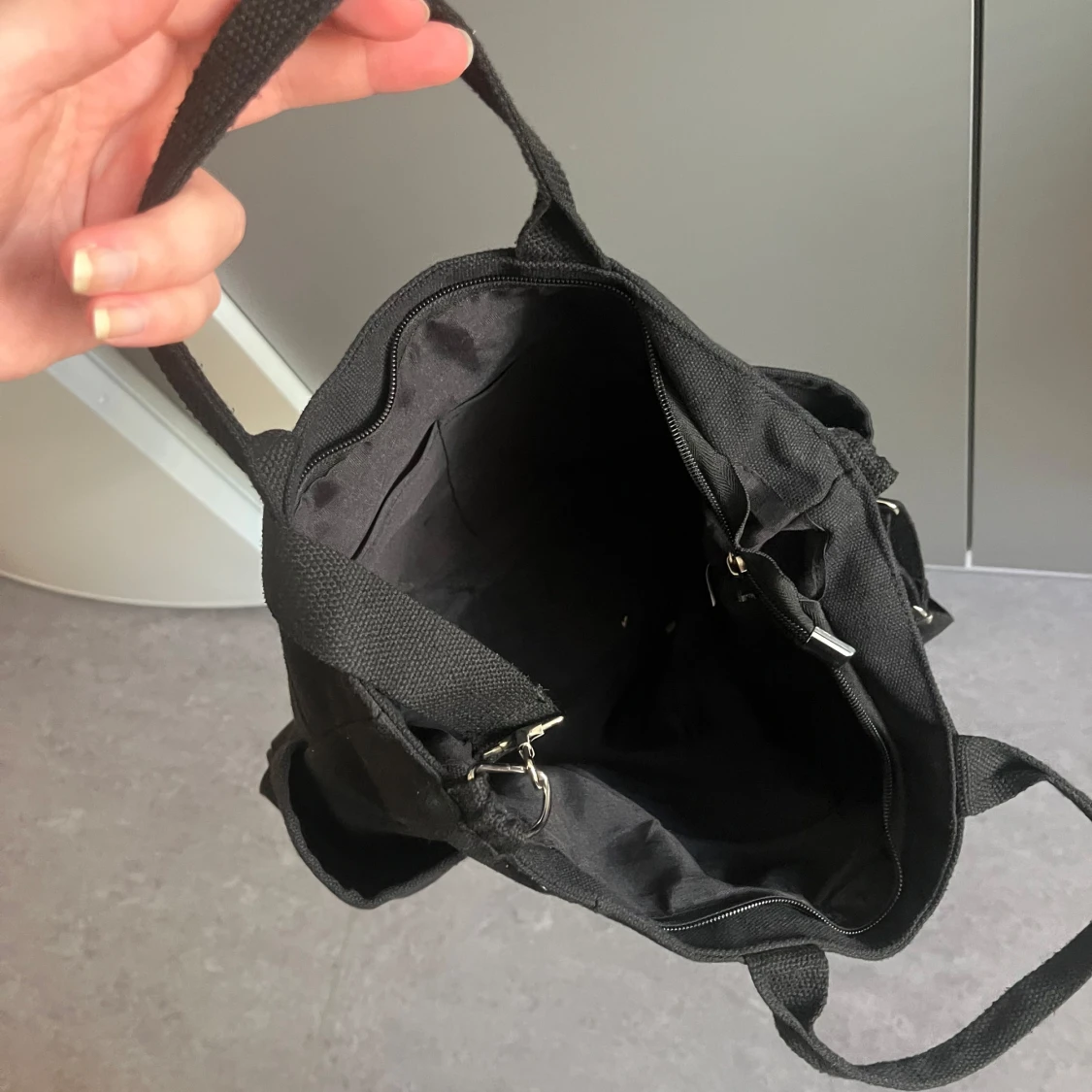 Svart axelväska i bomull - 2