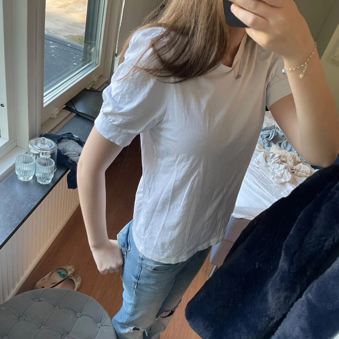 Vit puffärm t-shirt i bomull!❣️ - 1